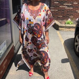 Colorful Paisley Kaftan Dress
